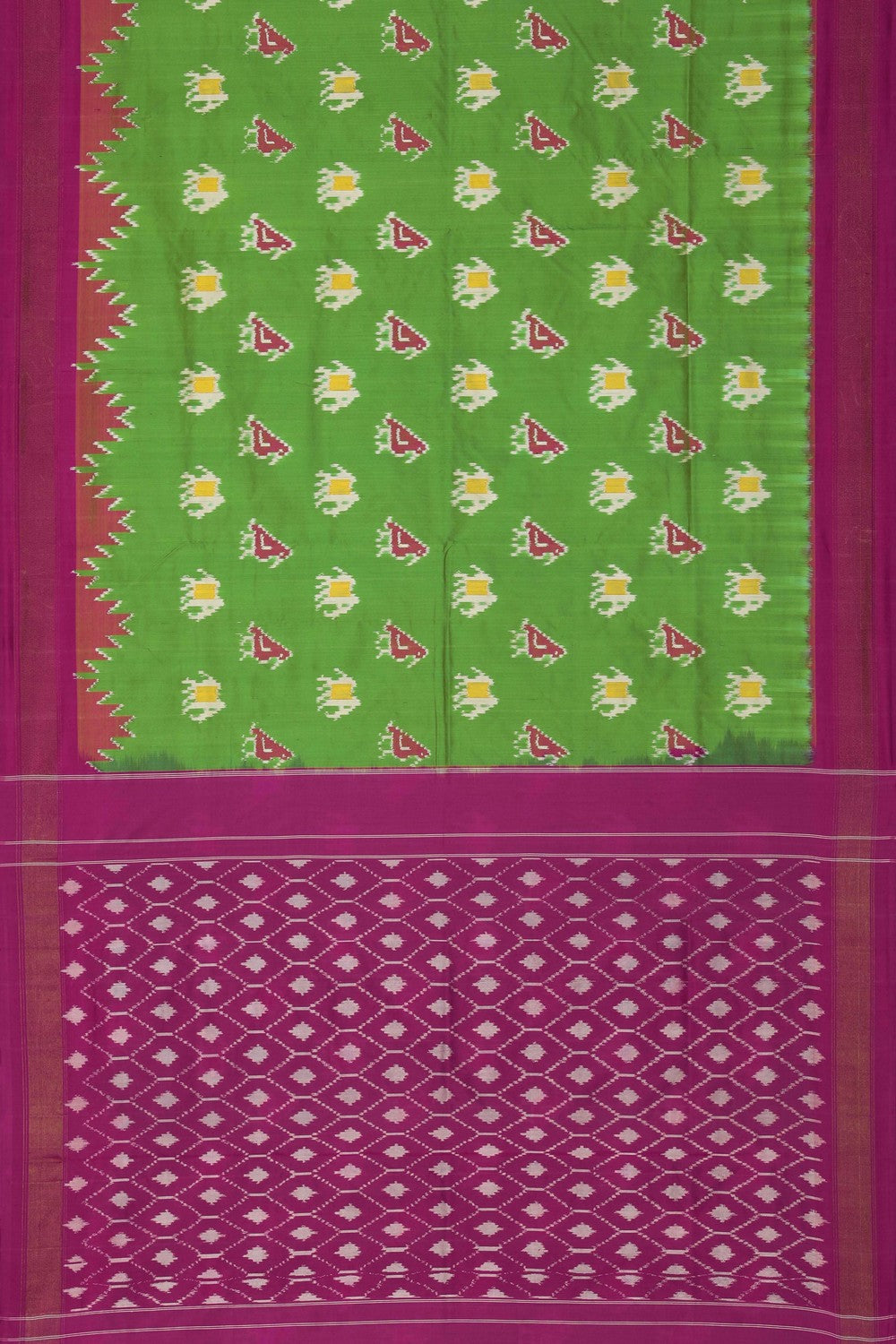 Image of Pochampally Ikat Silk Green Saree