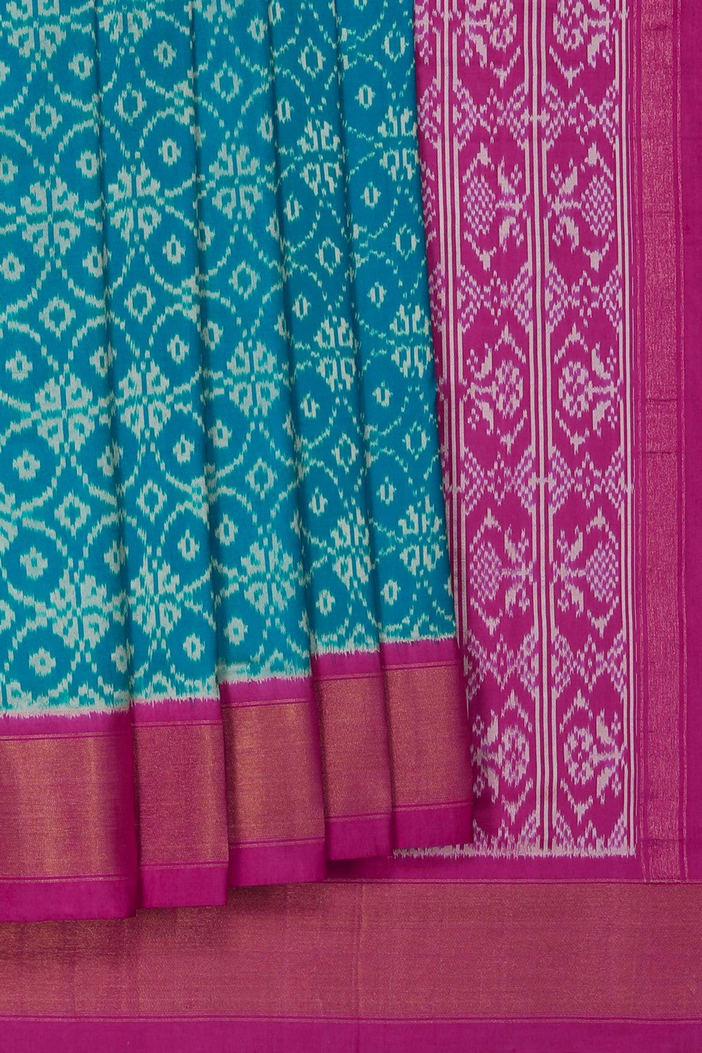 Image of Pochampally Ikat Silk Blue Saree