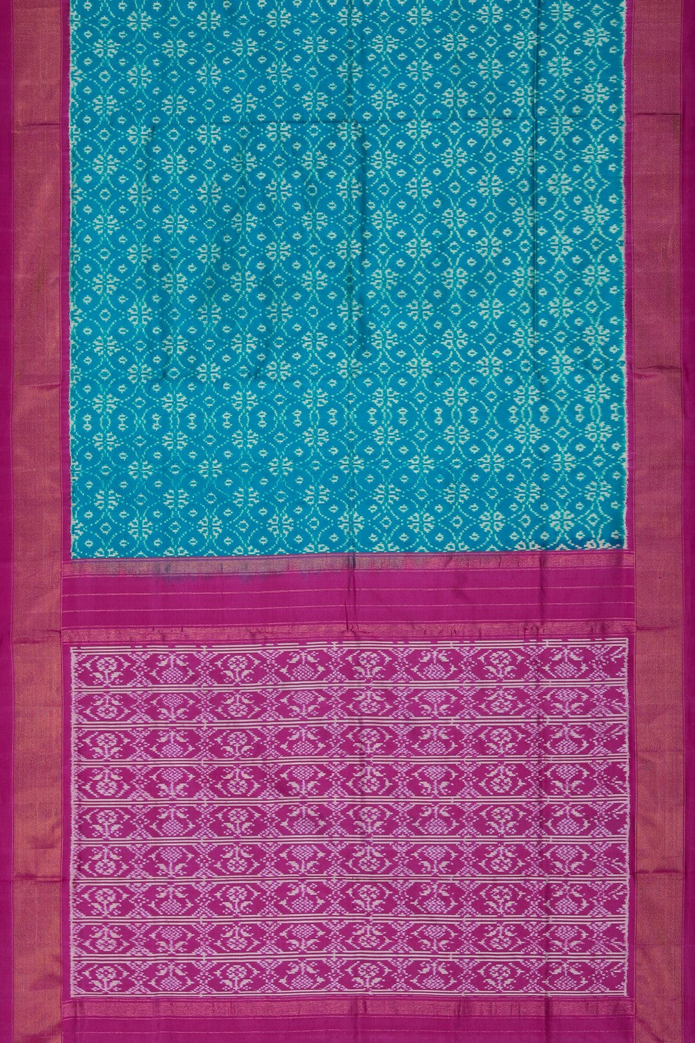 Image of Pochampally Ikat Silk Blue Saree