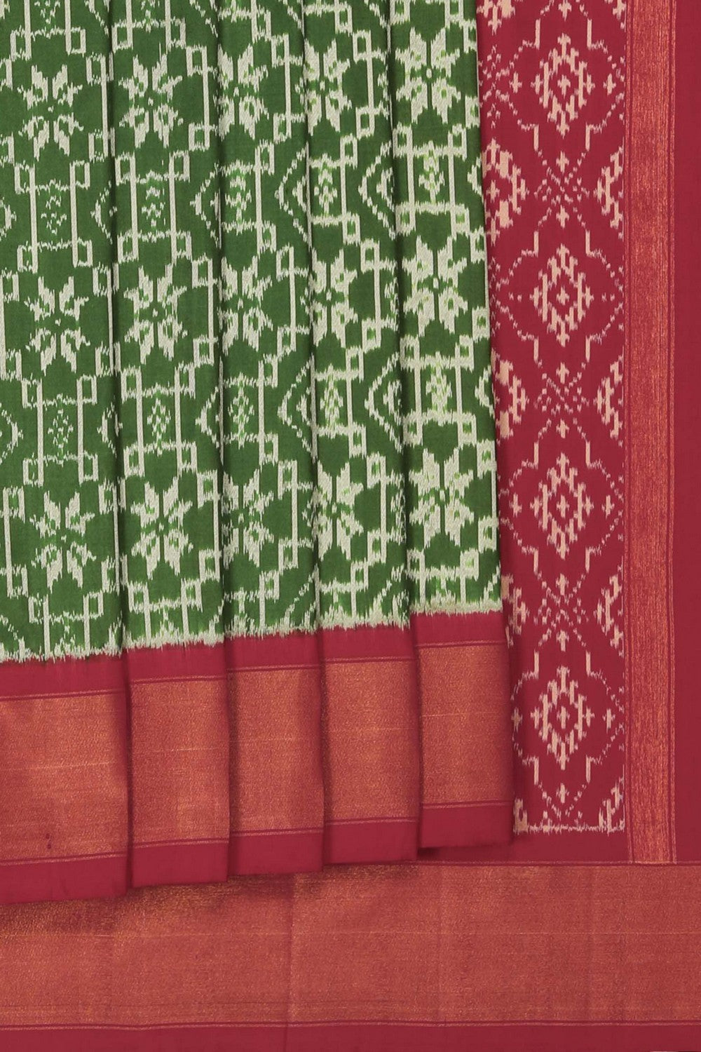 Image of Pochampally Ikat Silk Green Saree