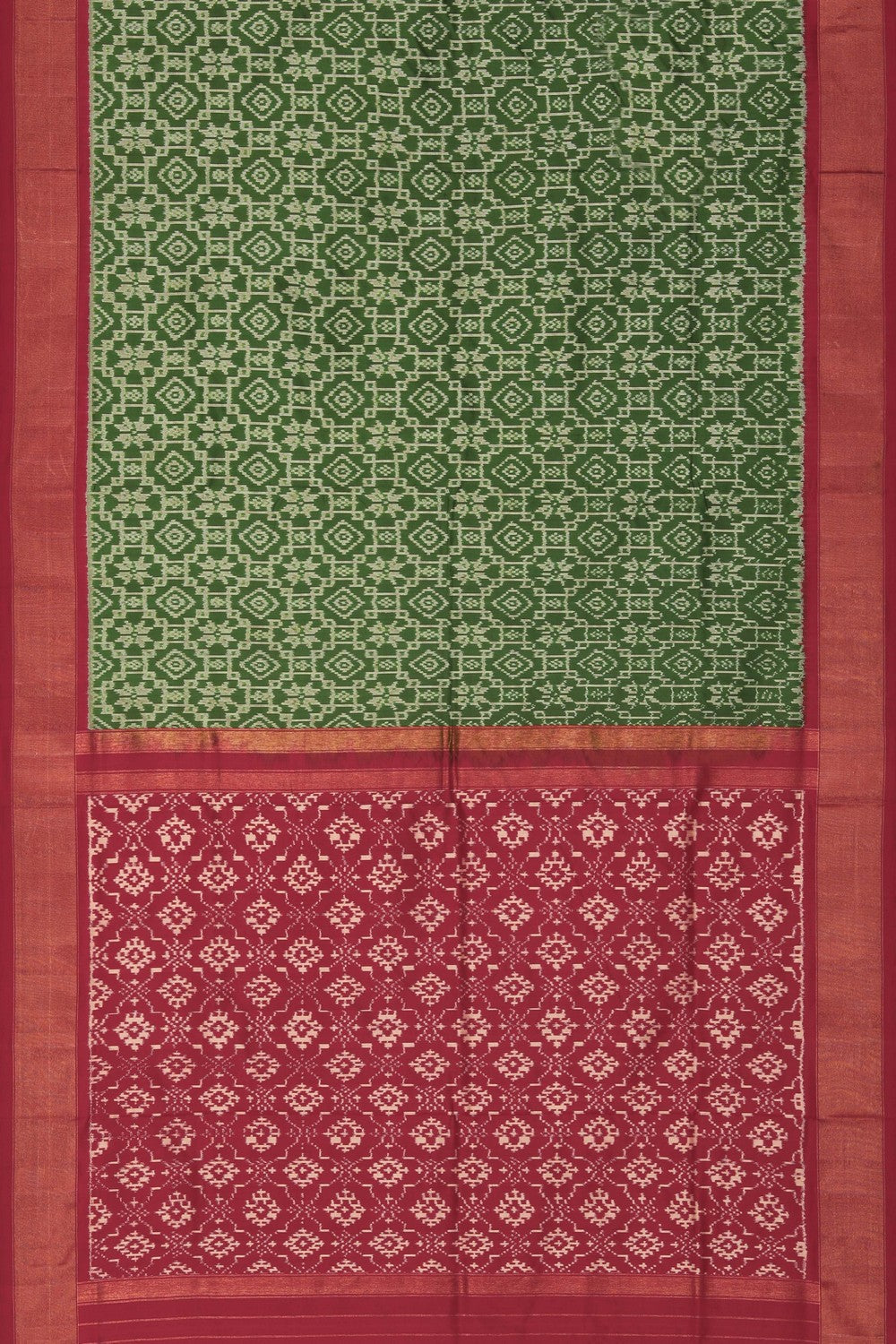 Image of Pochampally Ikat Silk Green Saree