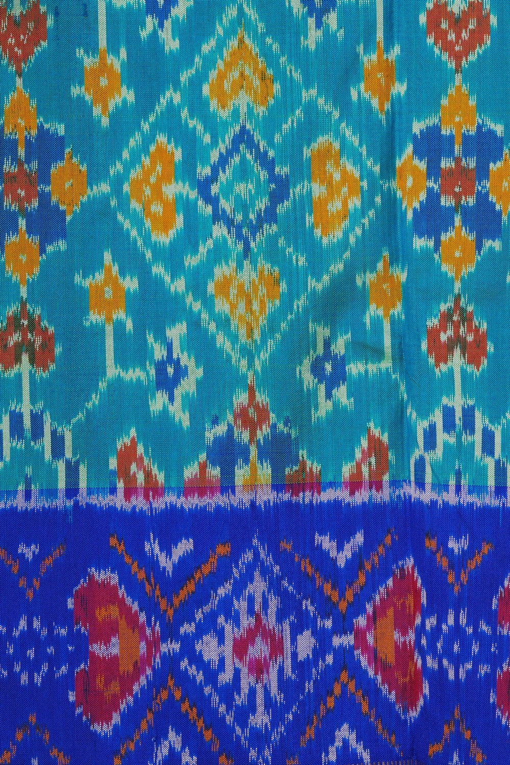 Image of Pochampally Ikat Silk Teal Green Saree