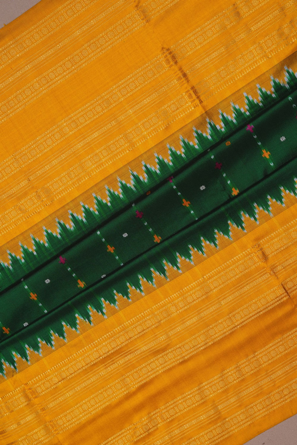 Image of Pochampally Ikat Silk Green Saree