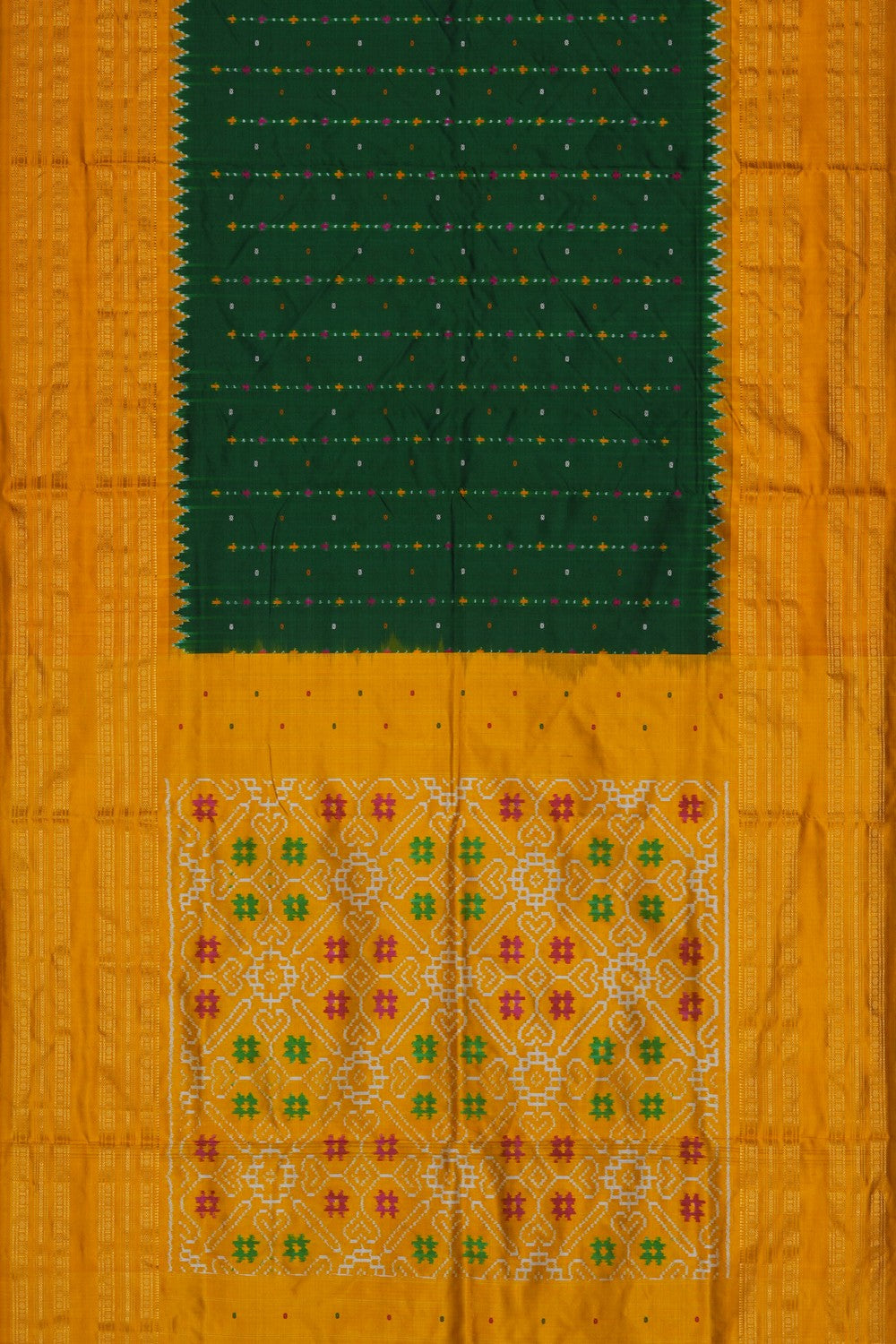 Image of Pochampally Ikat Silk Green Saree
