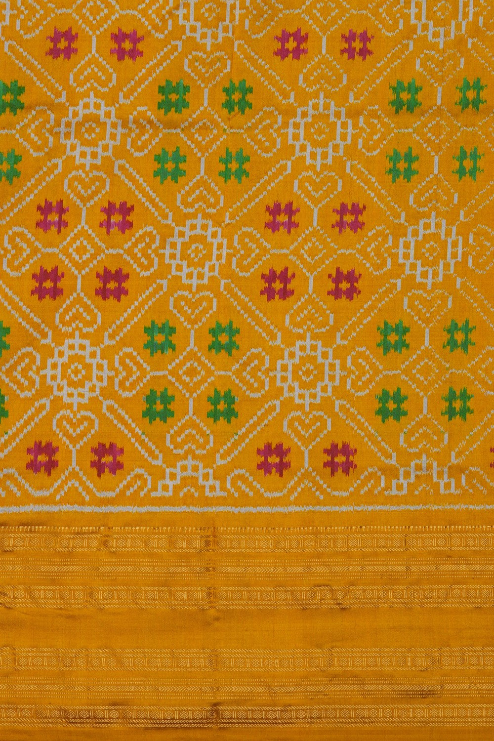 Image of Pochampally Ikat Silk Green Saree
