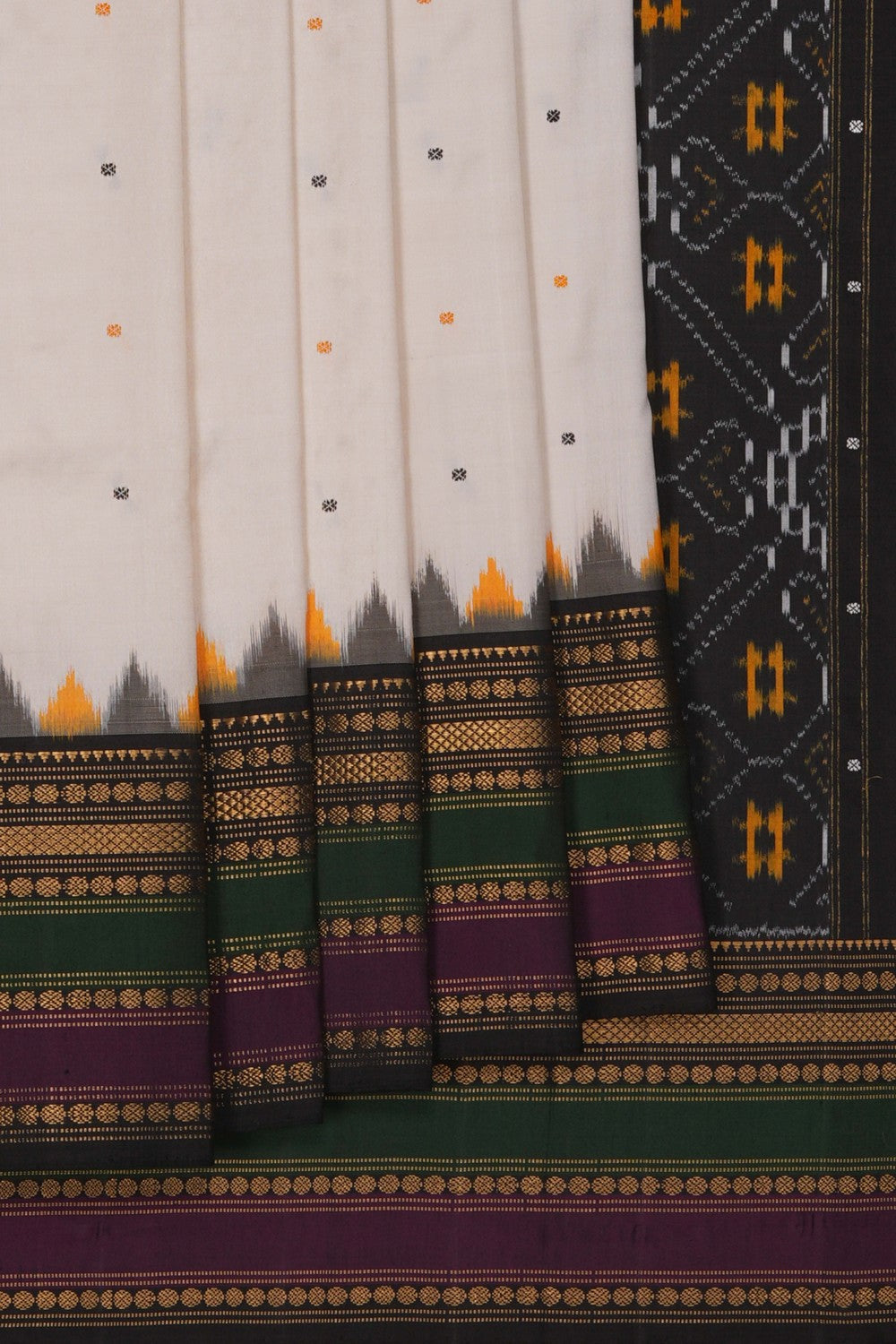 Image of Pochampally Ikat Silk White Saree