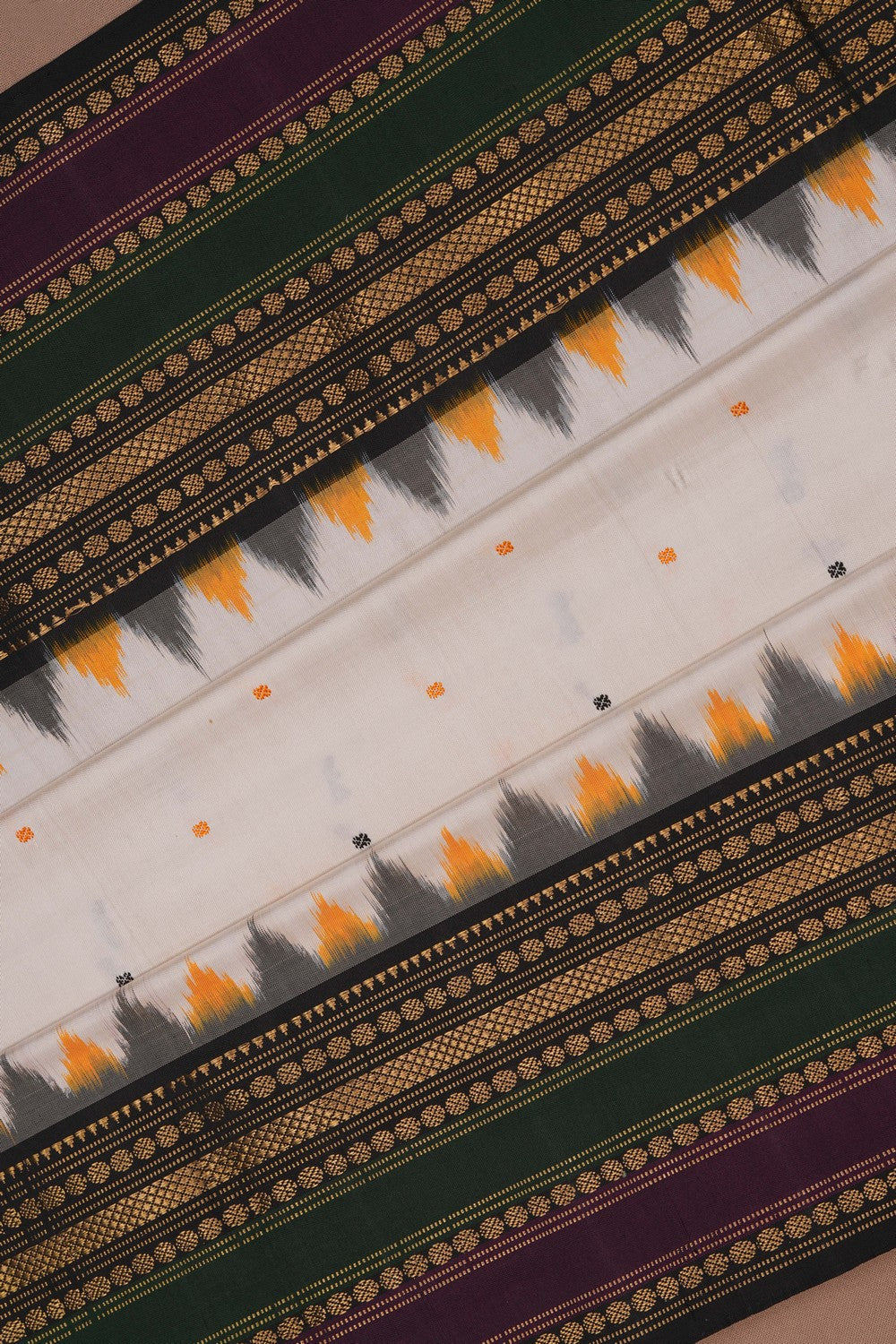 Image of Pochampally Ikat Silk White Saree