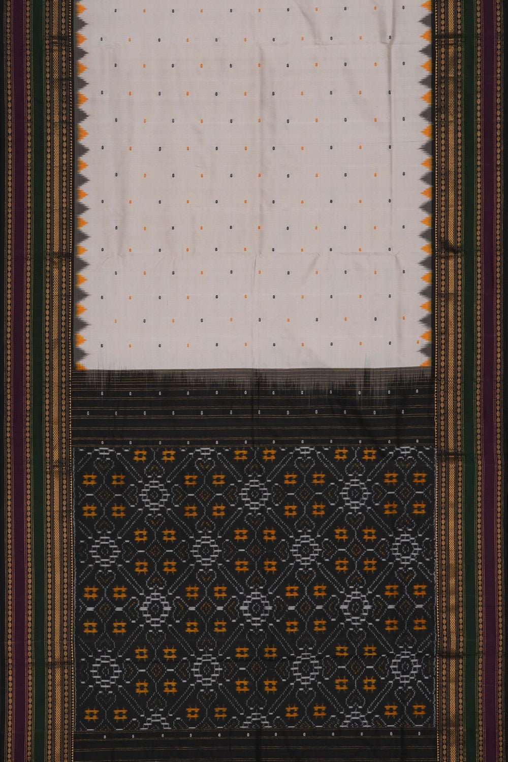 Image of Pochampally Ikat Silk White Saree
