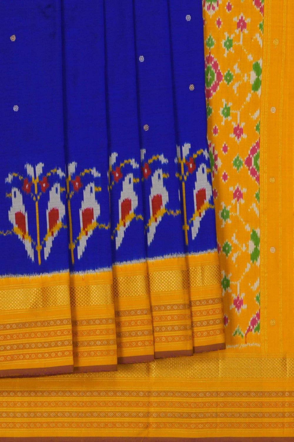 Image of Pochampally Ikat Silk Royal Blue Saree