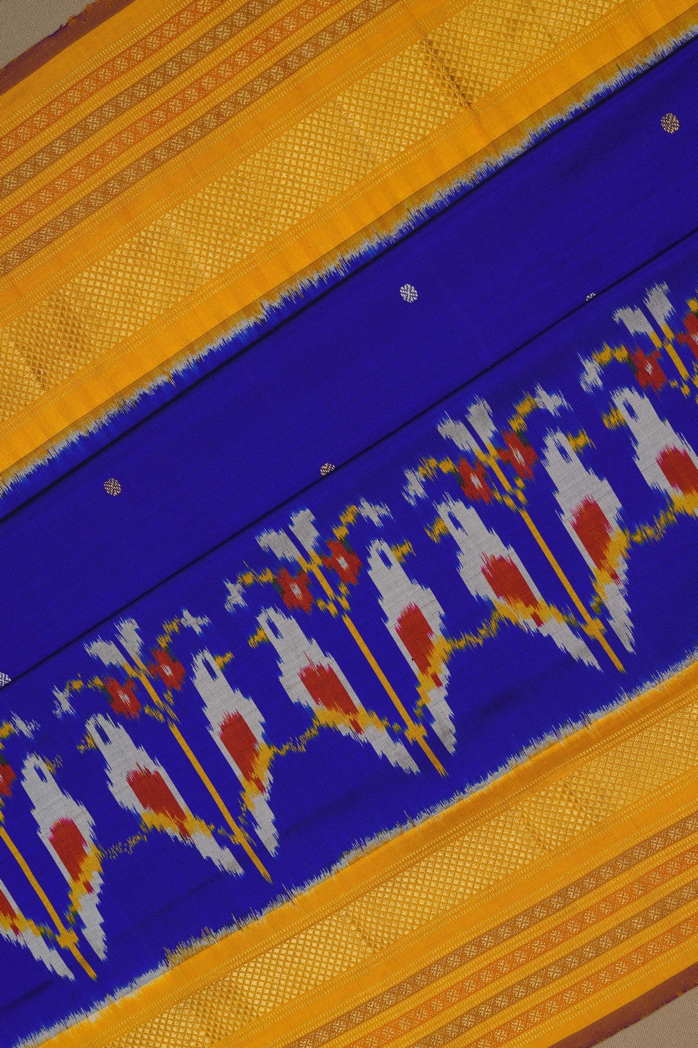 Image of Pochampally Ikat Silk Royal Blue Saree
