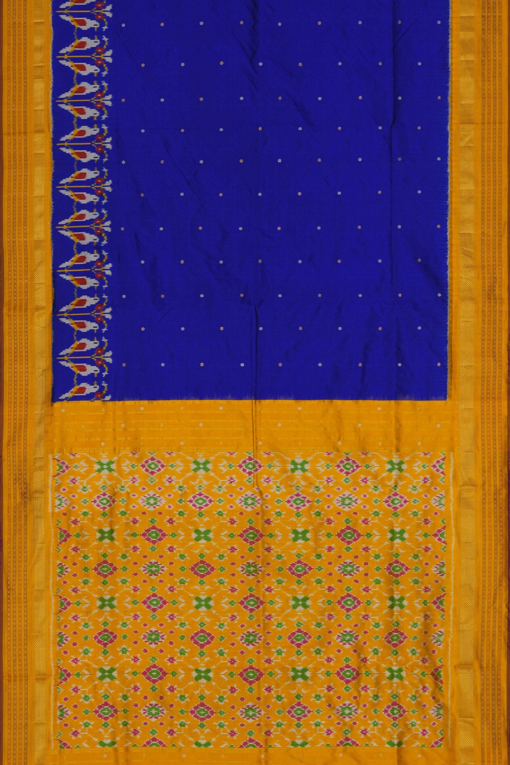 Image of Pochampally Ikat Silk Royal Blue Saree