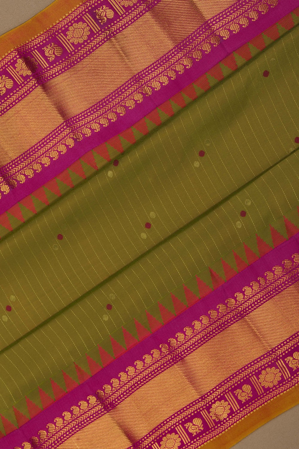 Image of Gadwal Silk Moss-Green Saree