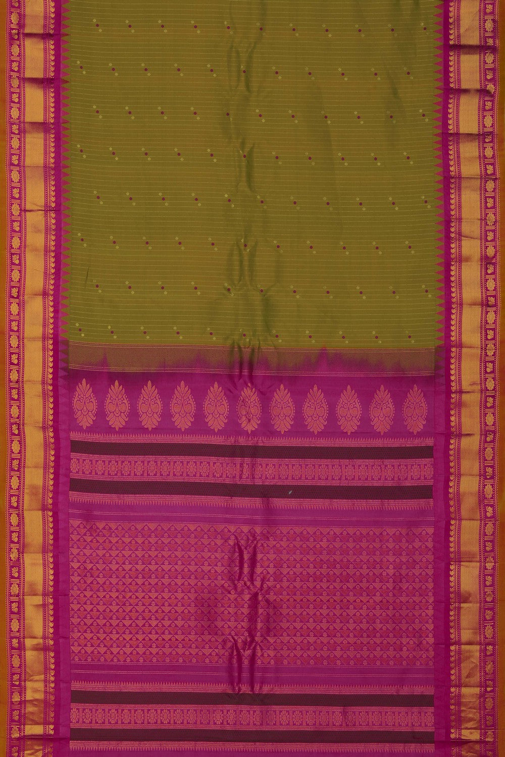 Image of Gadwal Silk Moss-Green Saree