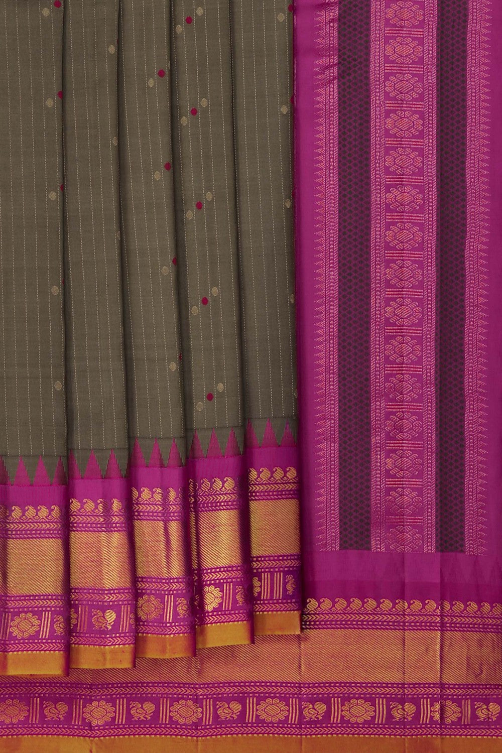 Image of Gadwal Silk Grey Saree