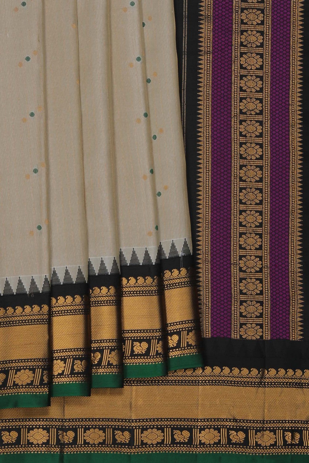 Image of Gadwal Silk Off-White Saree
