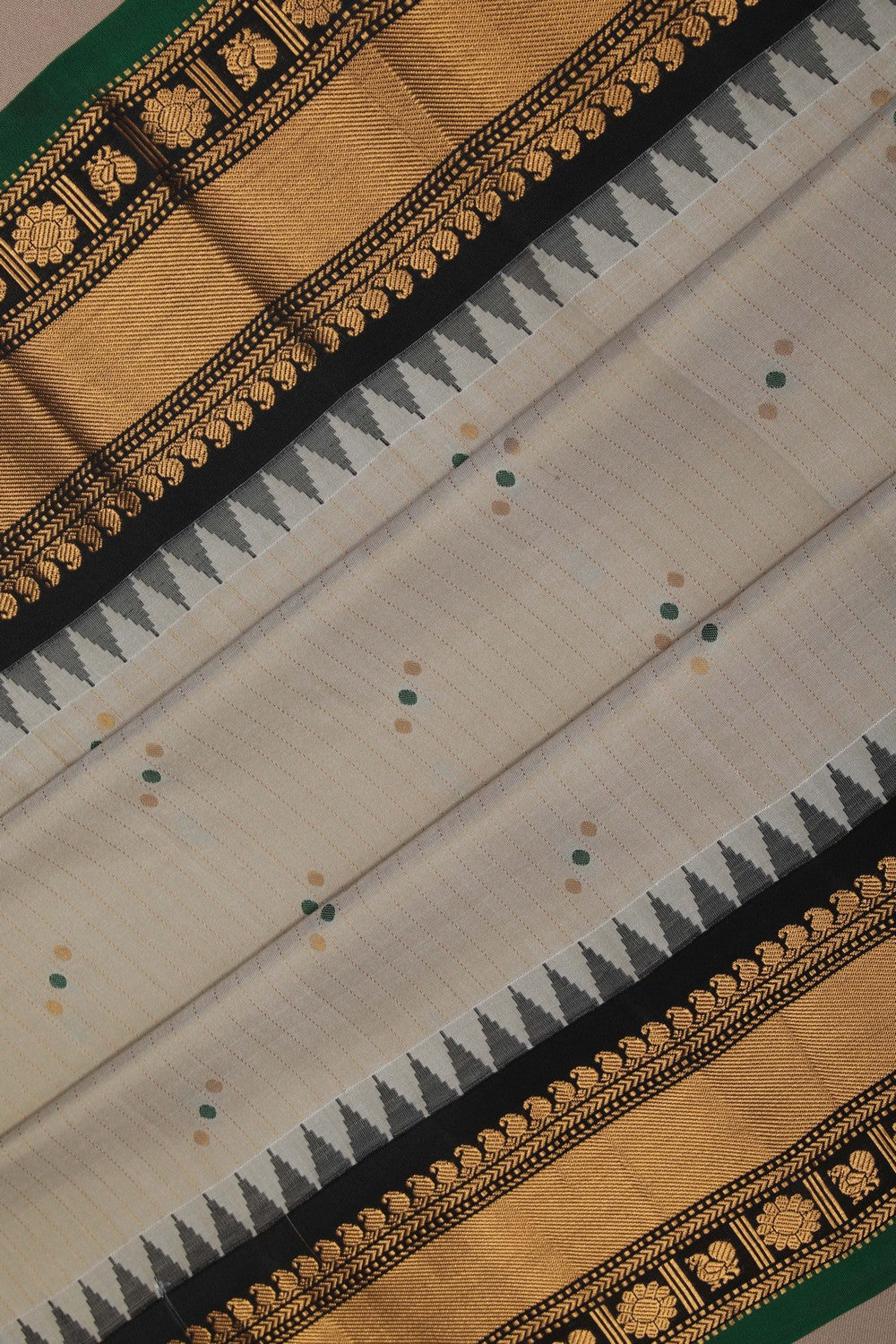 Image of Gadwal Silk Off-White Saree