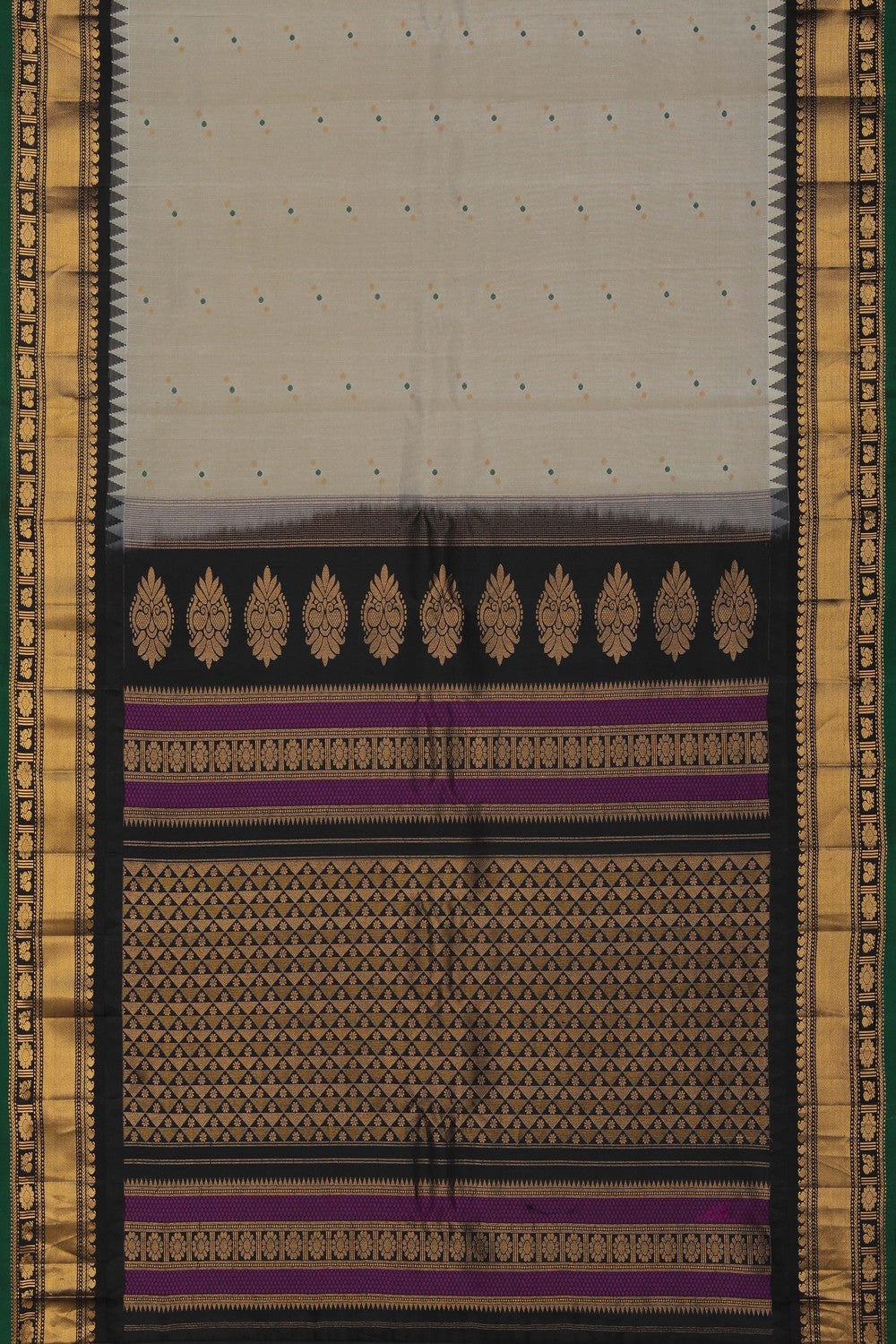 Image of Gadwal Silk Off-White Saree