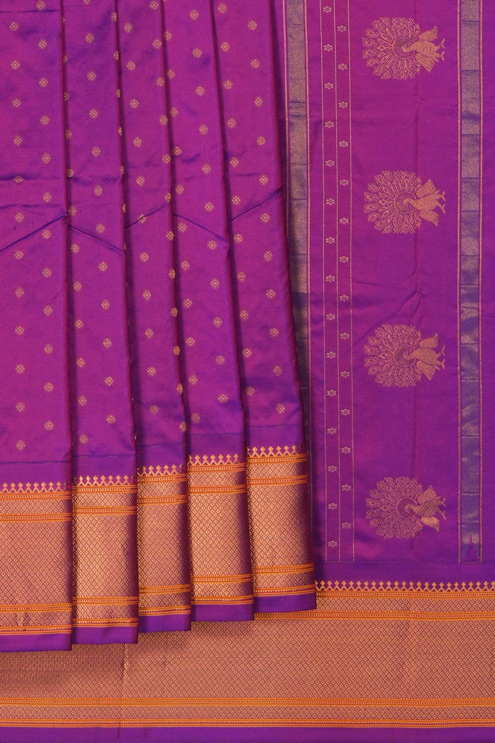 Image of Gadwal Silk Purple Saree