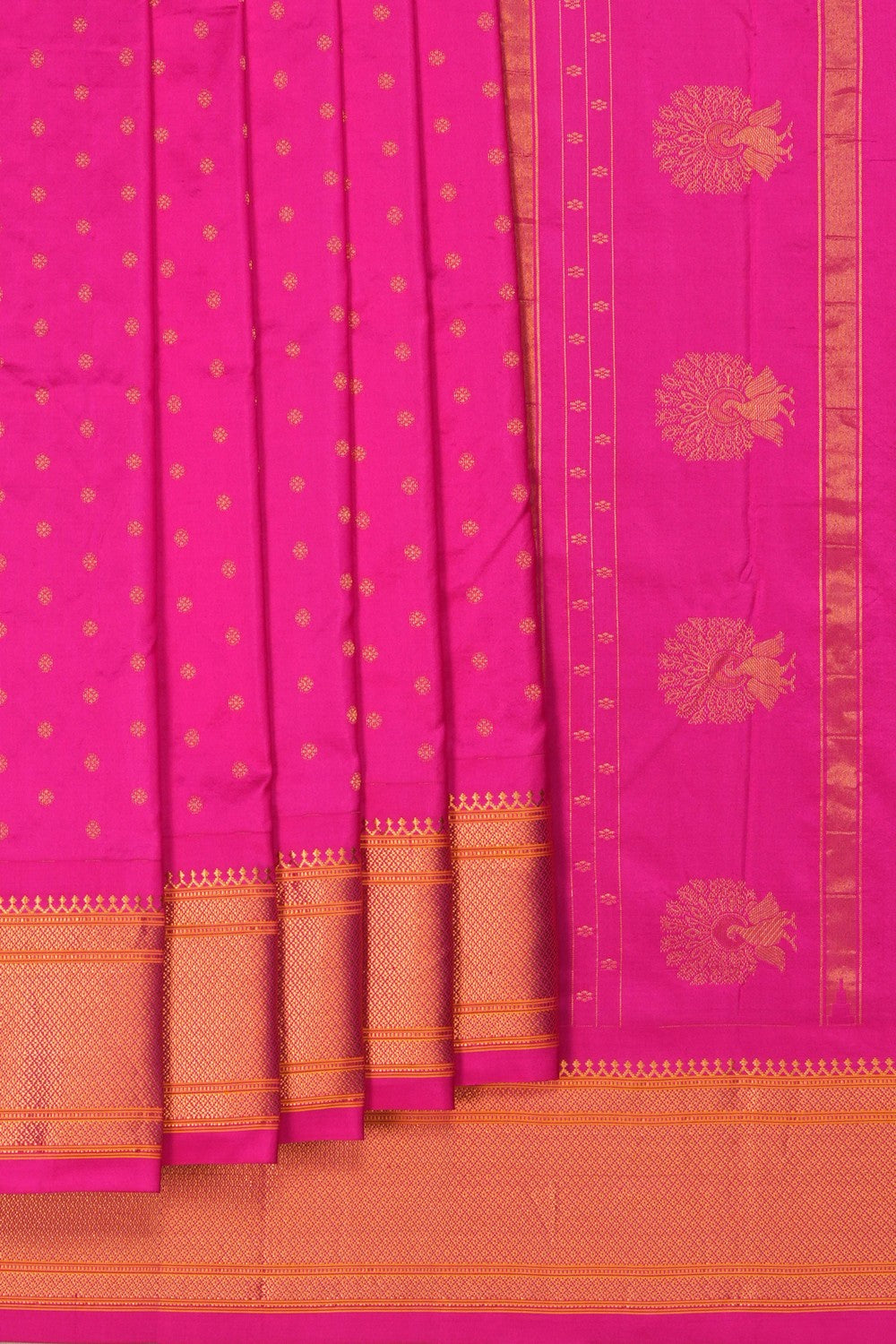 Image of Gadwal Silk Pink Saree