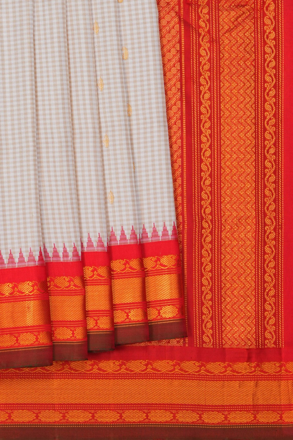 Image of Gadwal Silk White Saree