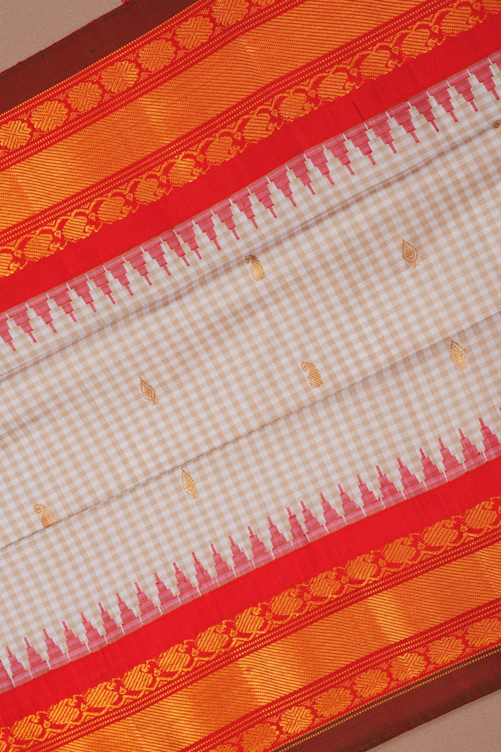 Image of Gadwal Silk White Saree