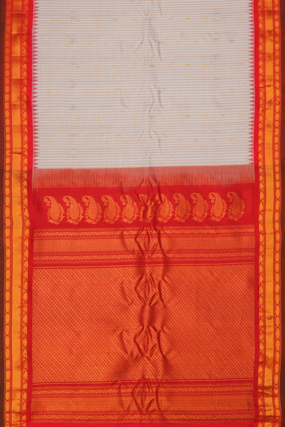 Image of Gadwal Silk White Saree