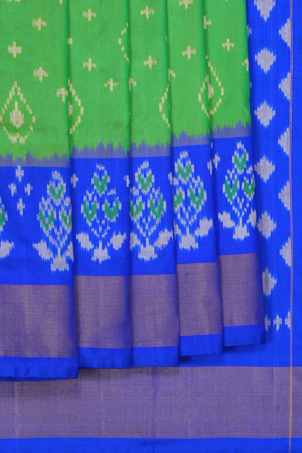 Image of Pochampally Ikat Silk Green Saree