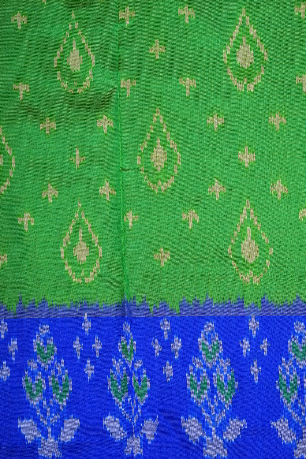 Image of Pochampally Ikat Silk Green Saree