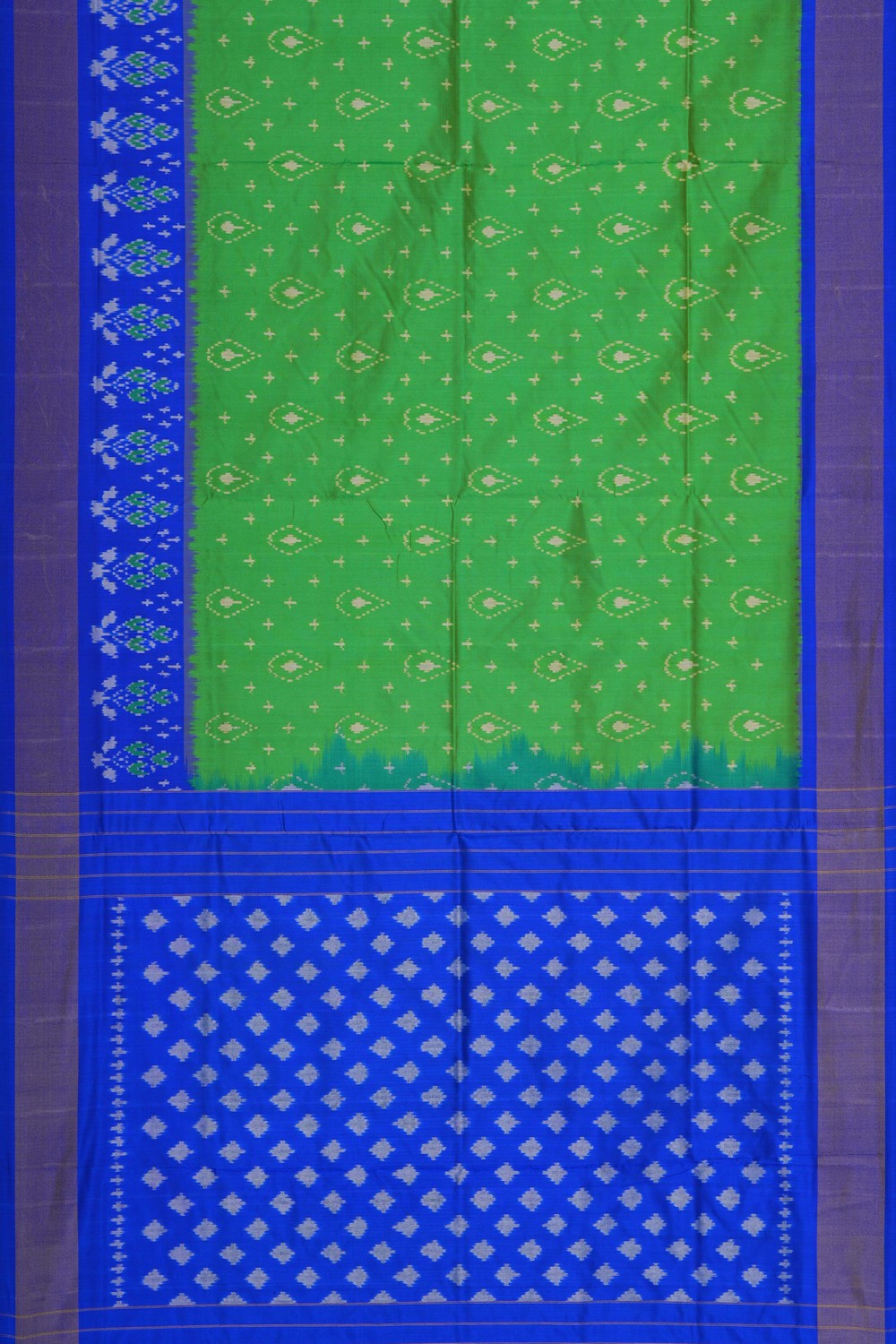 Image of Pochampally Ikat Silk Green Saree