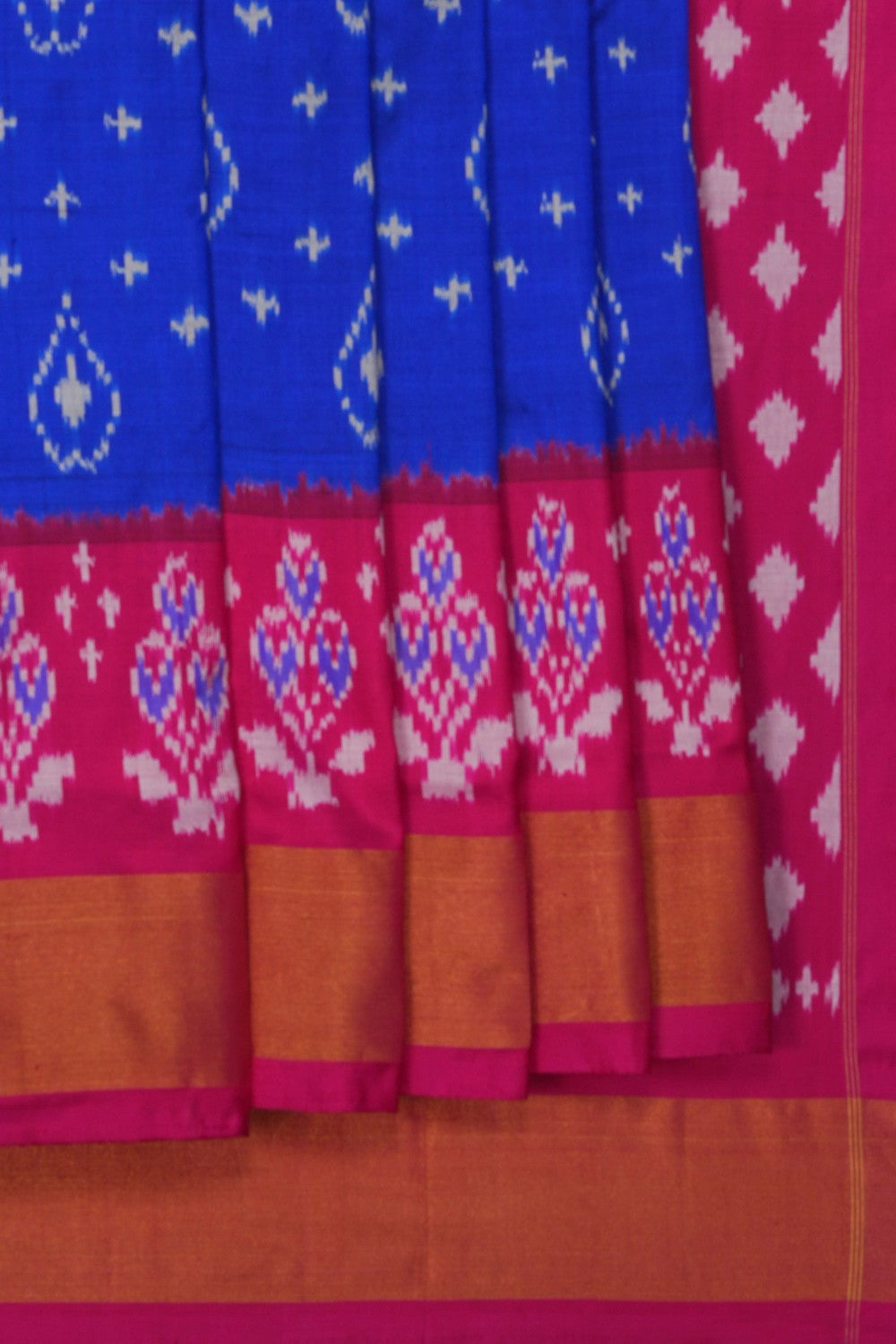 Image of Pochampally Ikat Silk Indigo Blue Saree