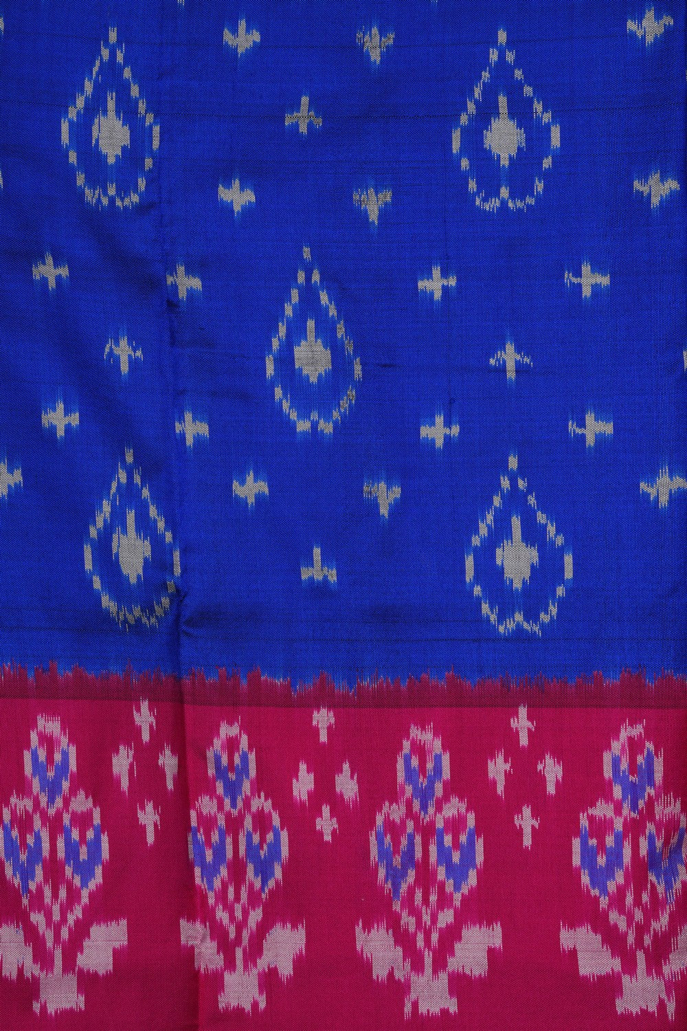 Image of Pochampally Ikat Silk Indigo Blue Saree