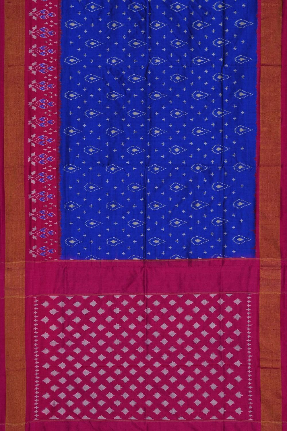 Image of Pochampally Ikat Silk Indigo Blue Saree