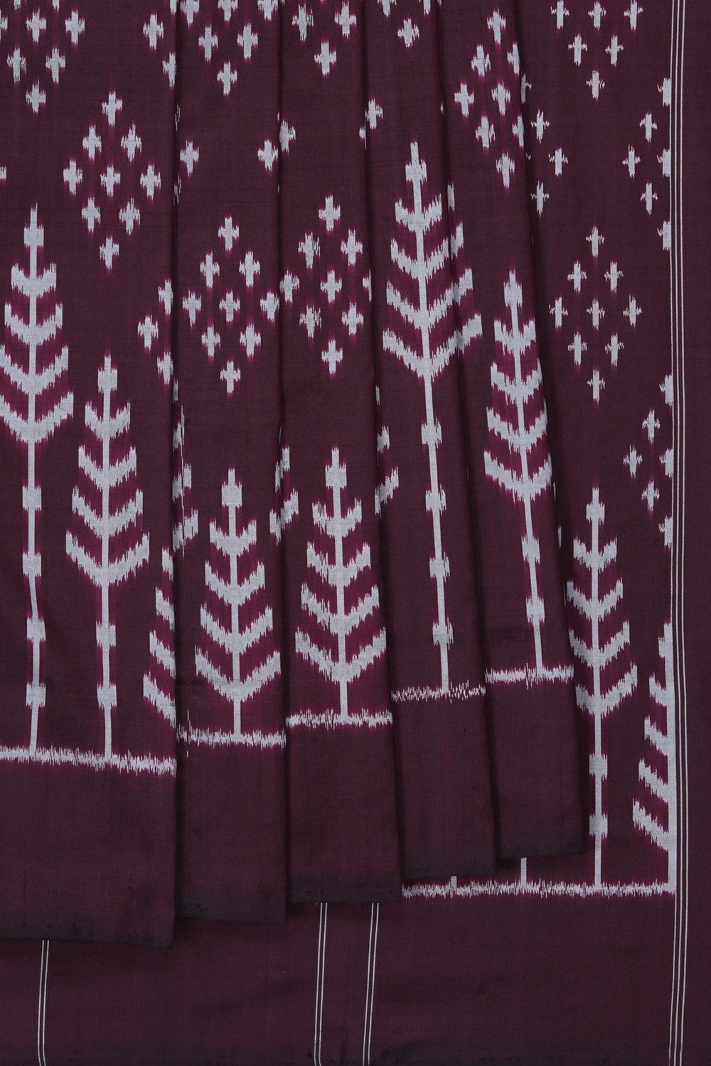 Image of Pochampally Ikat Silk Brown Saree