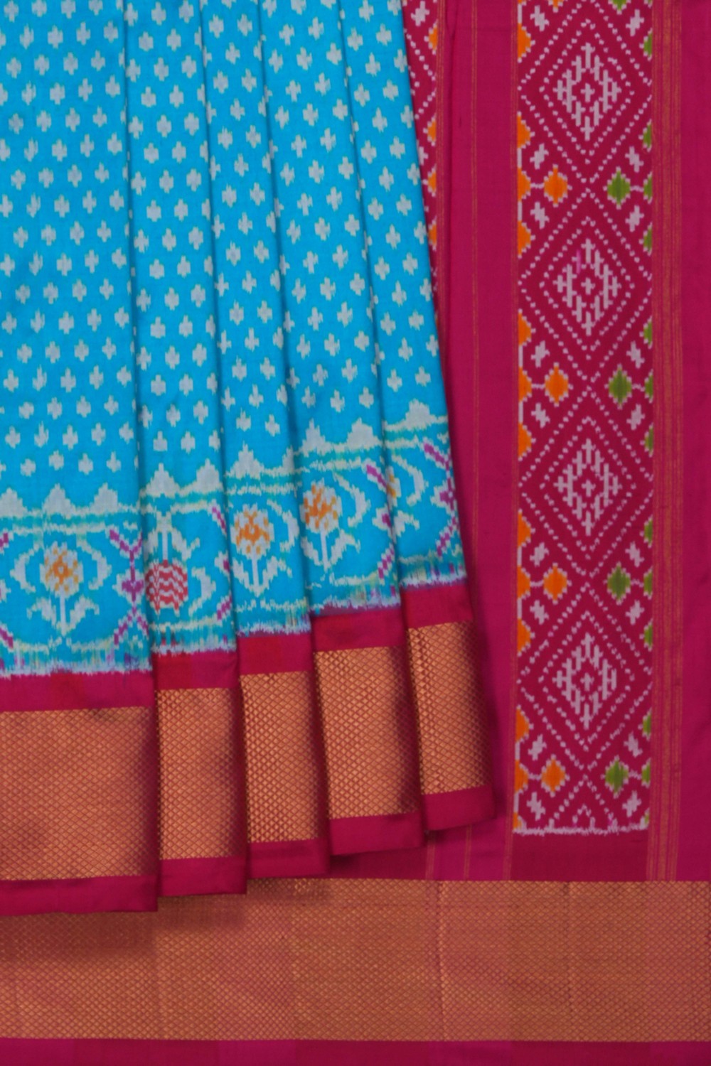 Image of Pochampally Ikat Silk Blue Saree