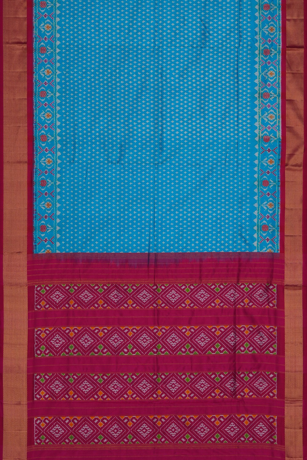 Image of Pochampally Ikat Silk Blue Saree