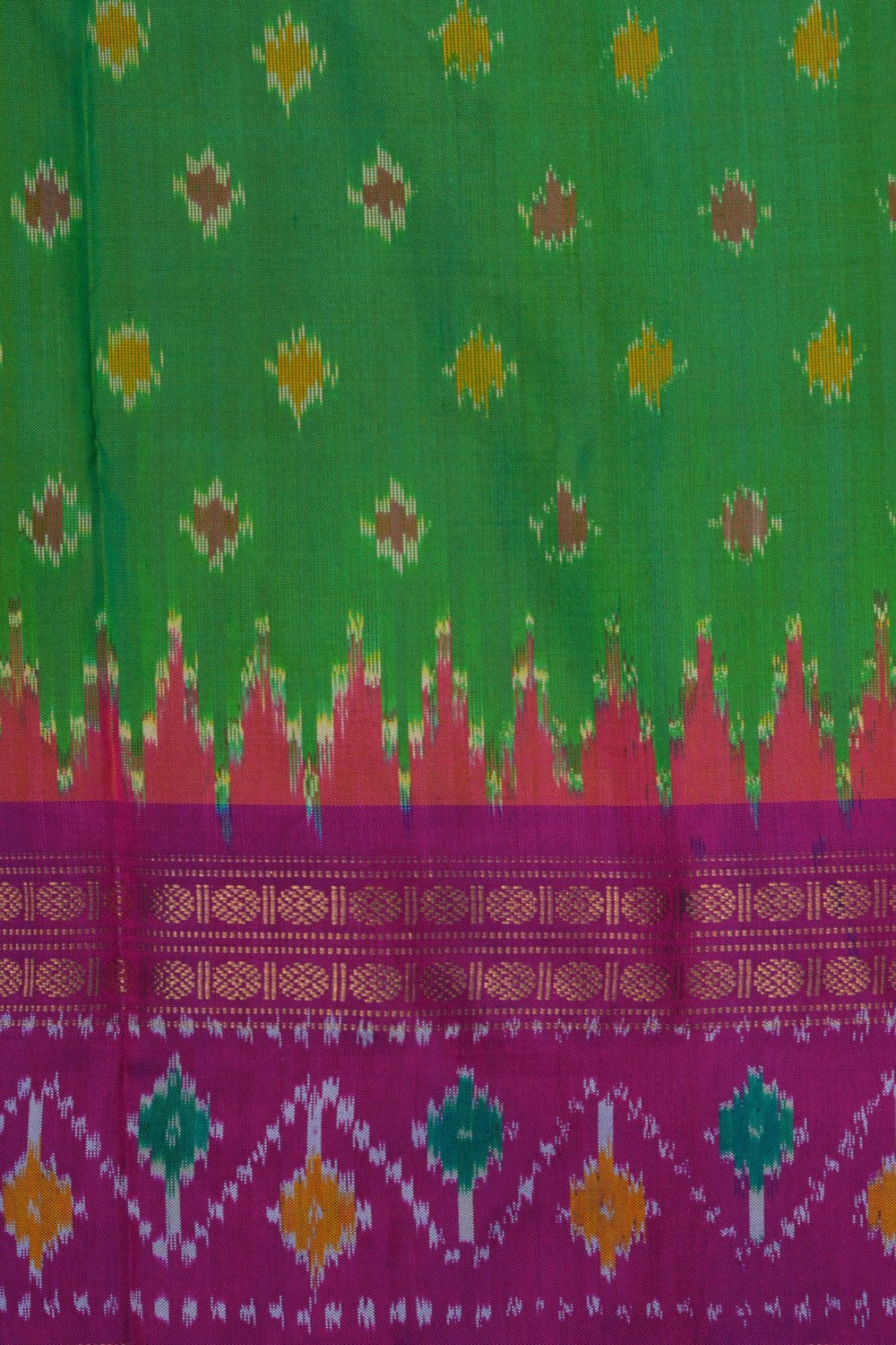 Image of Pochampally Ikat Silk Green Saree