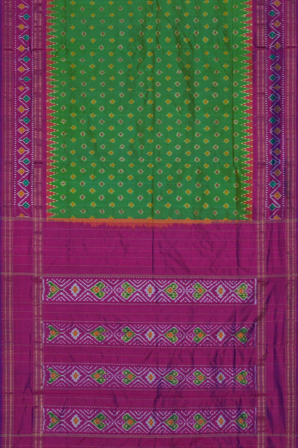 Image of Pochampally Ikat Silk Green Saree