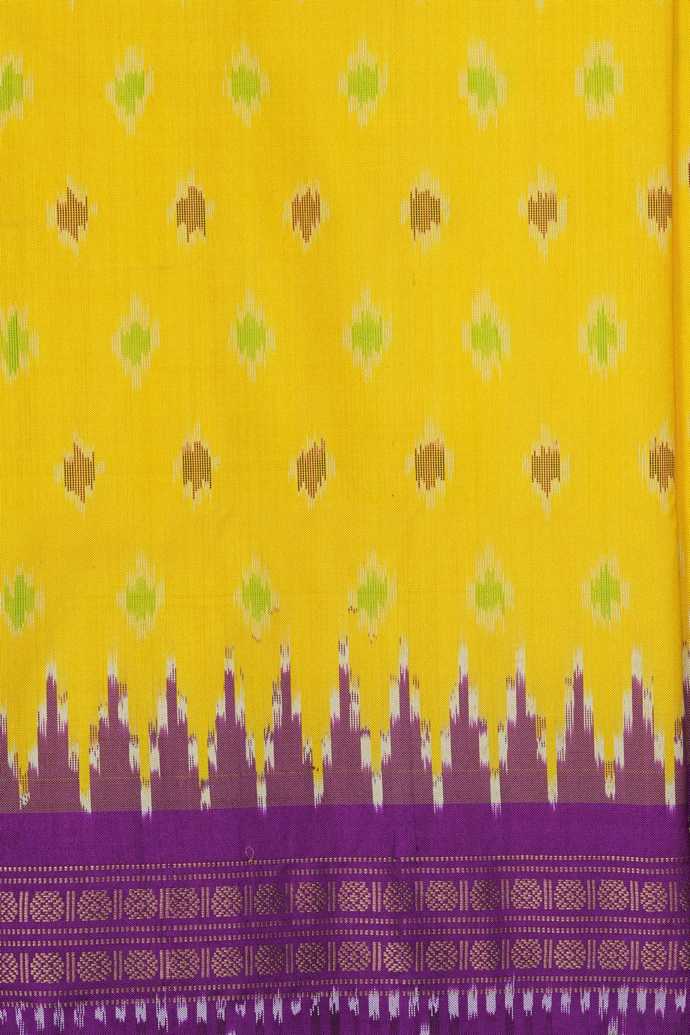 Image of Pochampally Ikat Silk Yellow Saree