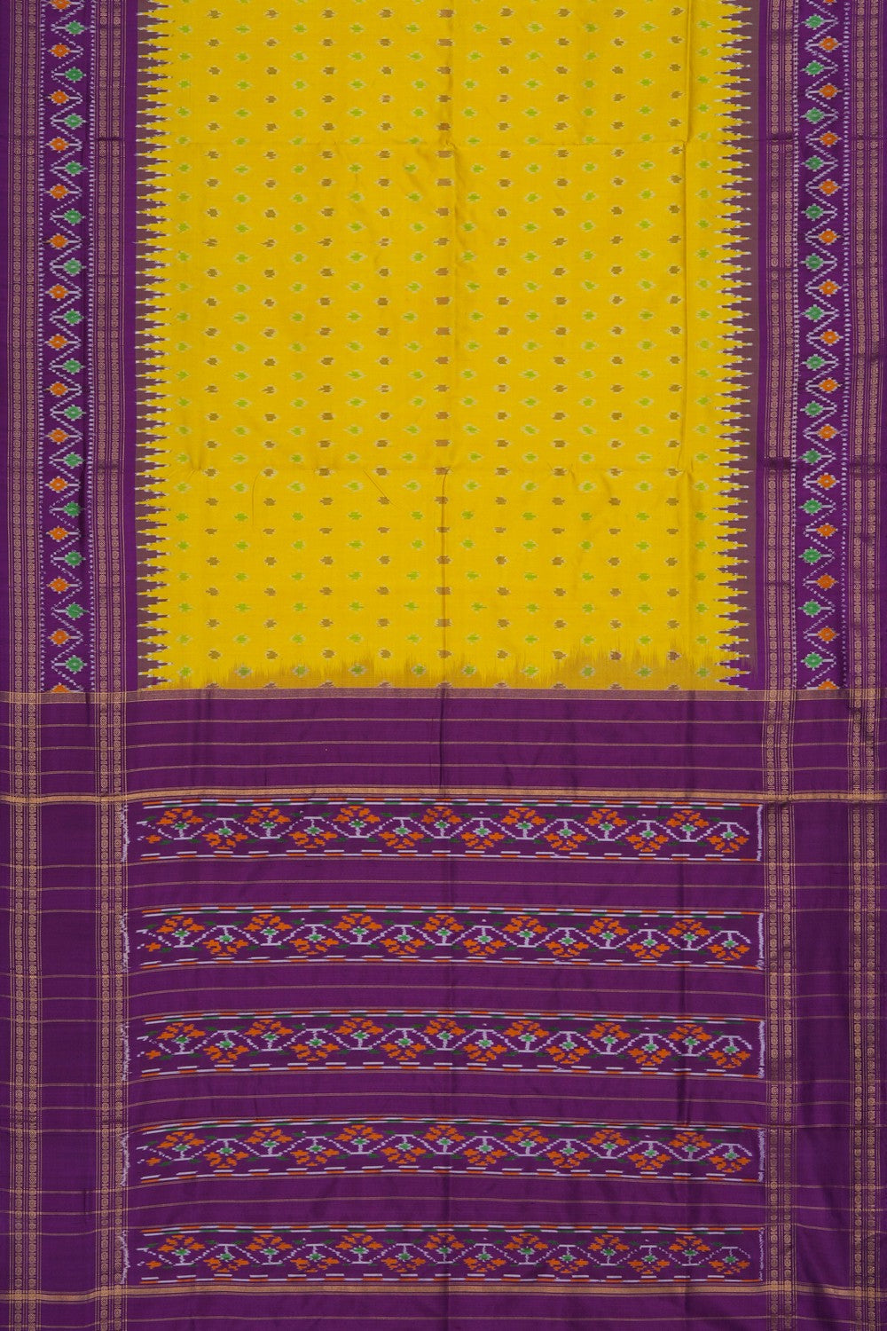 Image of Pochampally Ikat Silk Yellow Saree