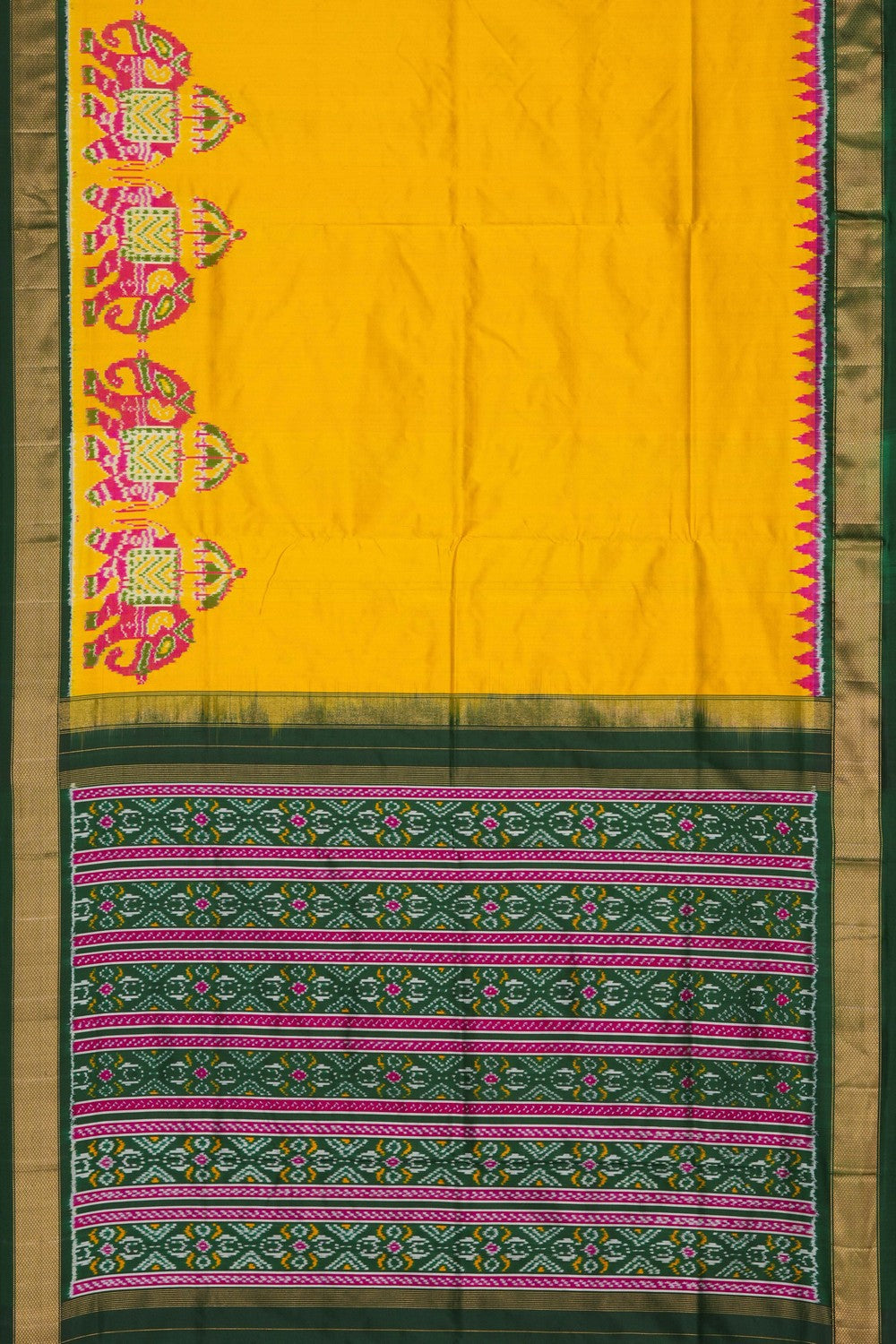 Image of Pochampally Ikat Silk Yellow Saree