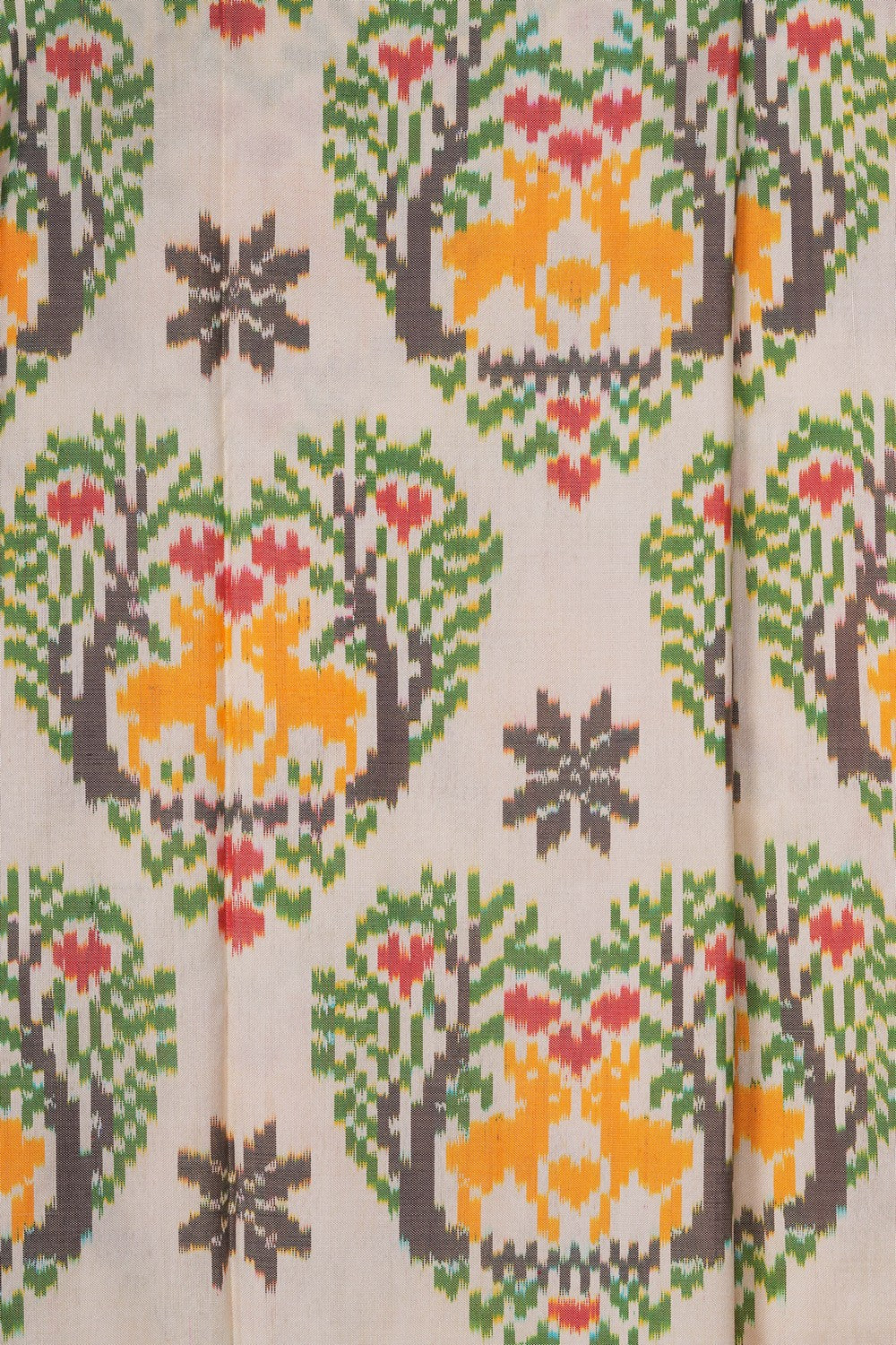 Image of Pochampally Ikat Silk Cream Saree