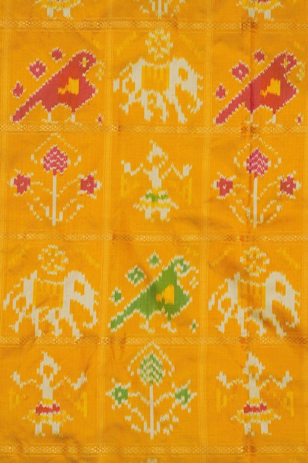 Image of Pochampally Ikat Silk Yellow Saree