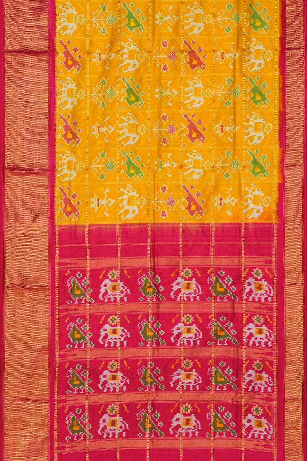 Image of Pochampally Ikat Silk Yellow Saree