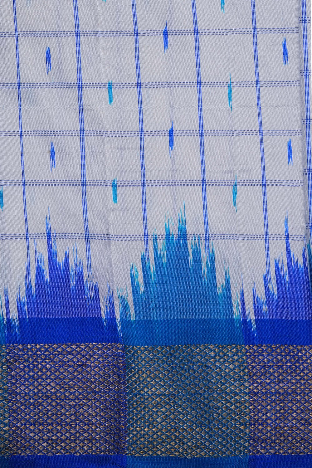 Image of Pochampally Ikat Silk White Saree