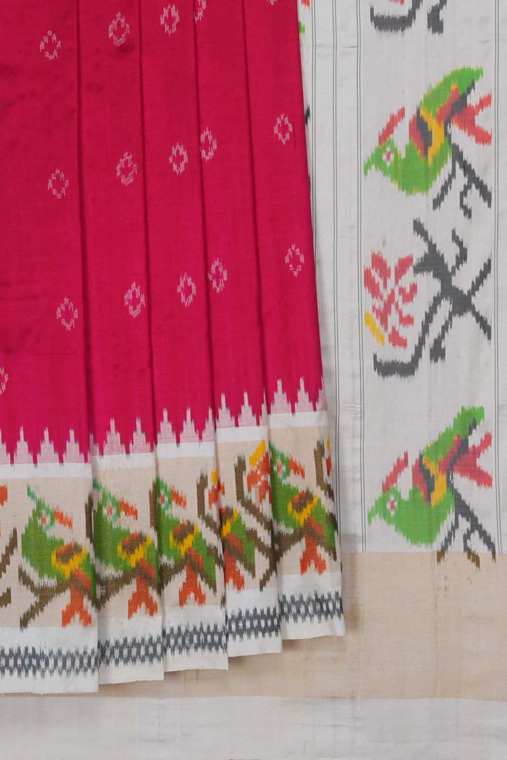Image of Pochampally Ikat Silk Pink Saree