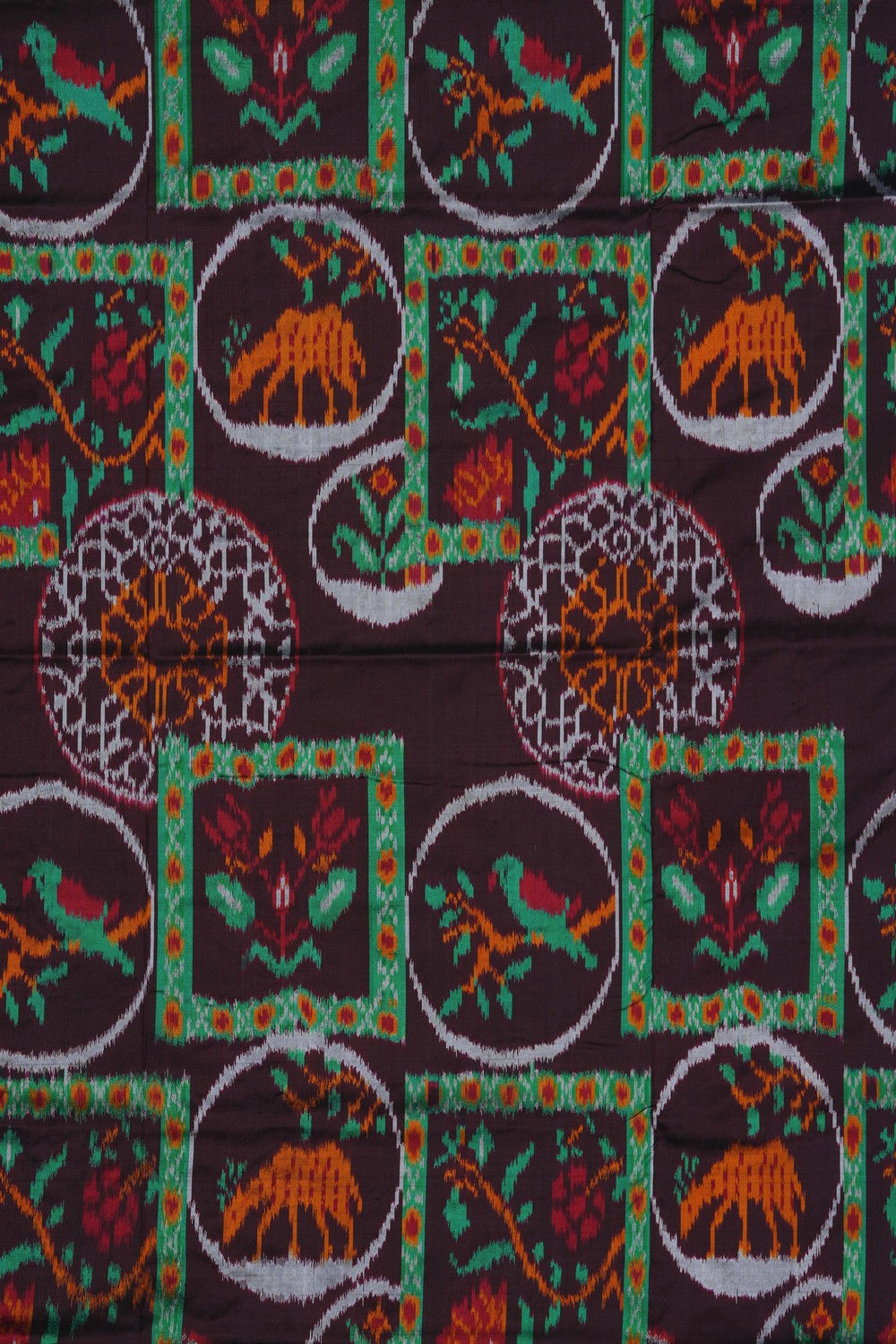 Image of Pochampally Ikat Silk Brown Saree