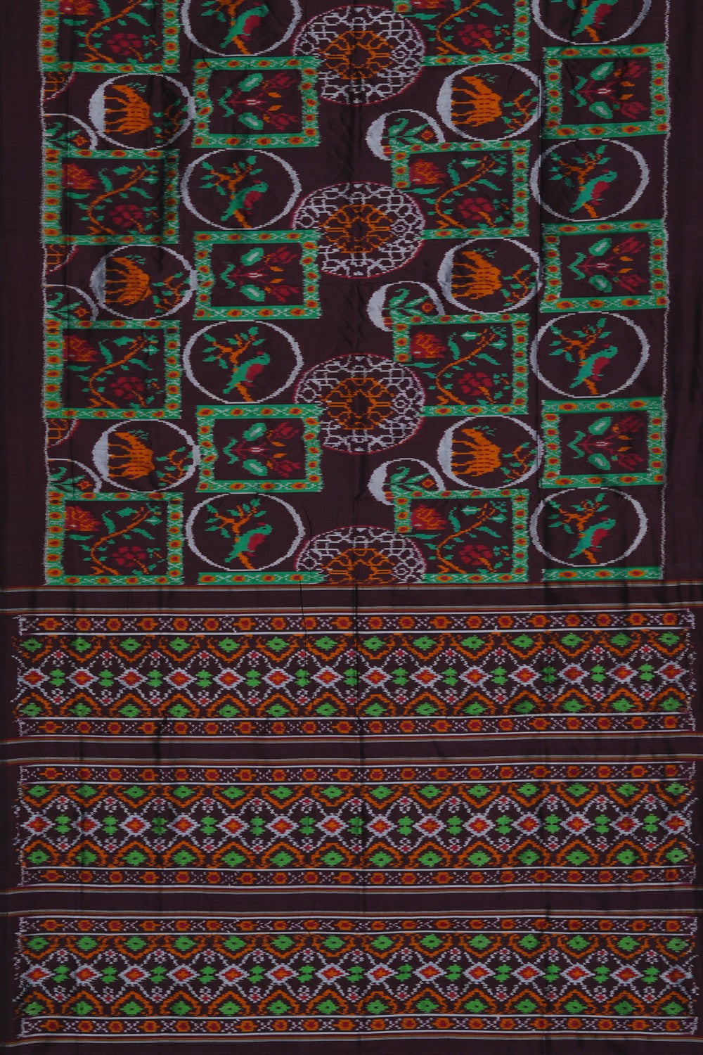 Image of Pochampally Ikat Silk Brown Saree