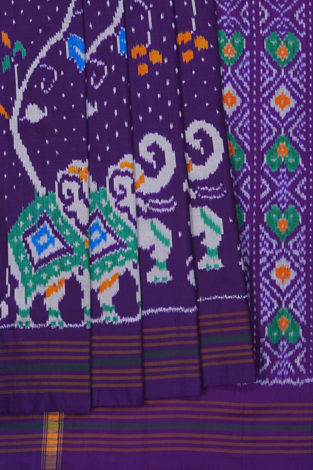 Image of Pochampally Ikat Silk Purple Saree