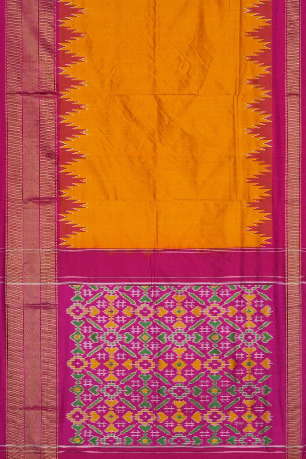 Image of Pochampally Ikat Silk Yellow Saree