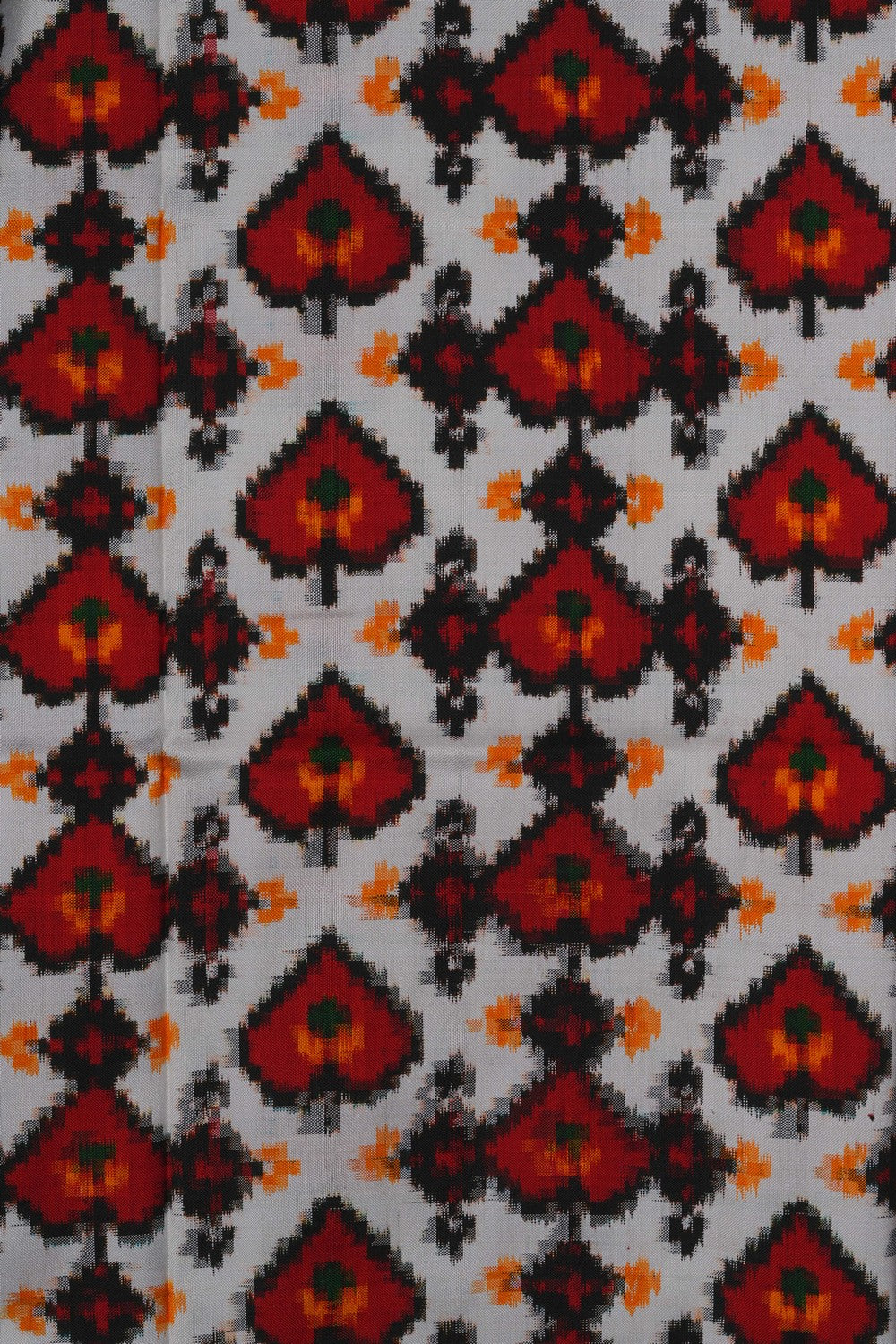Image of Pochampally Ikat Silk Off-White Saree